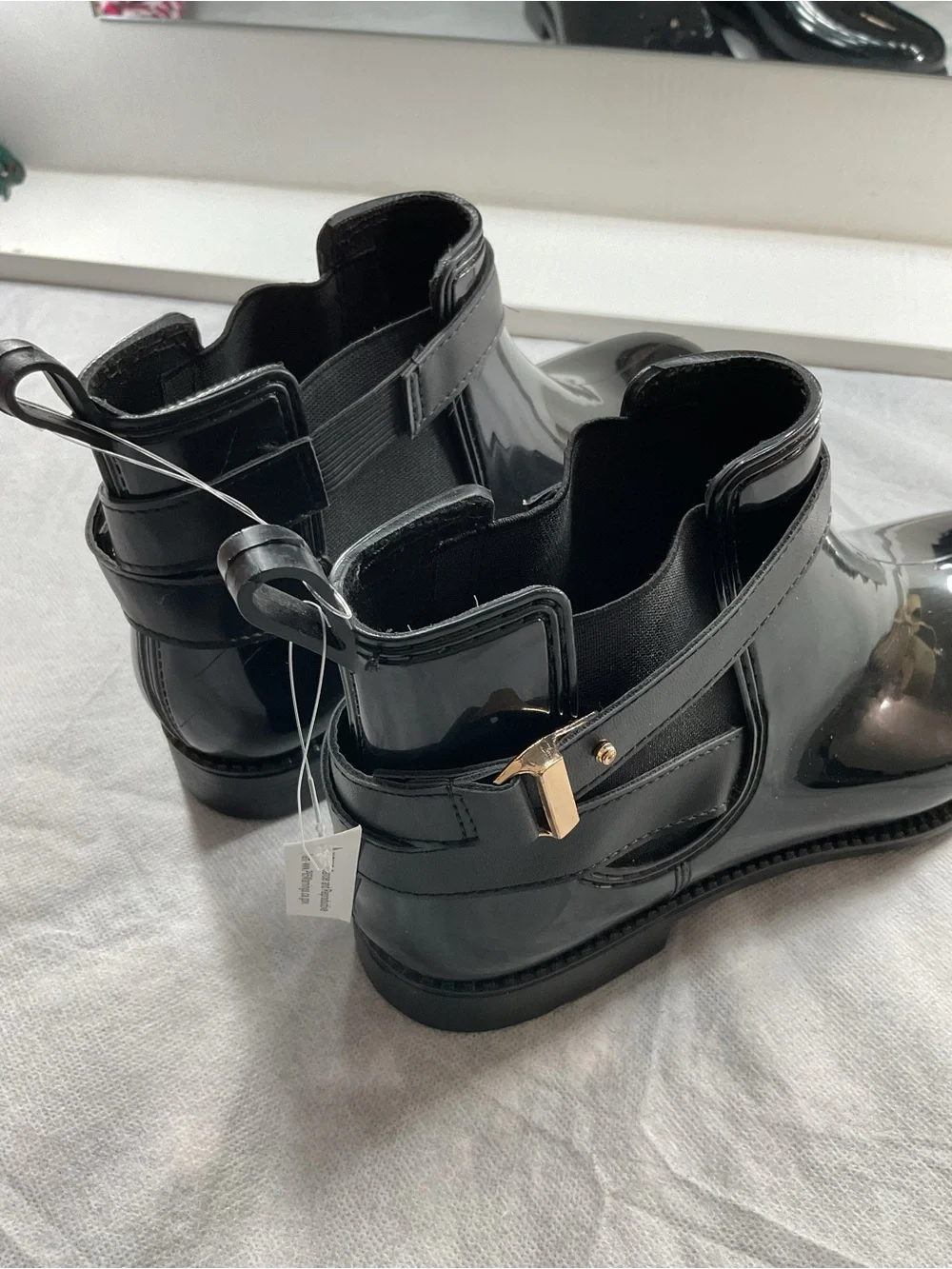 Henry Ferrera Couture Black Gloss Chelsea Designer Fashion Stylish Rain Boots